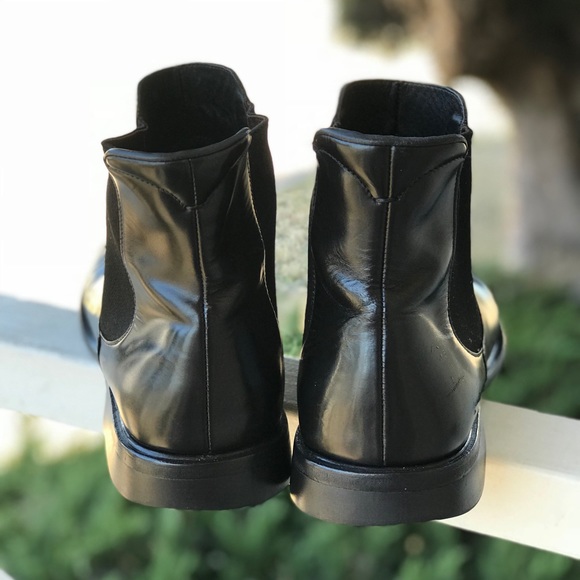 Sold- Prada Black Leather Square Toe Chelsea Boots - Picture 6 of 8